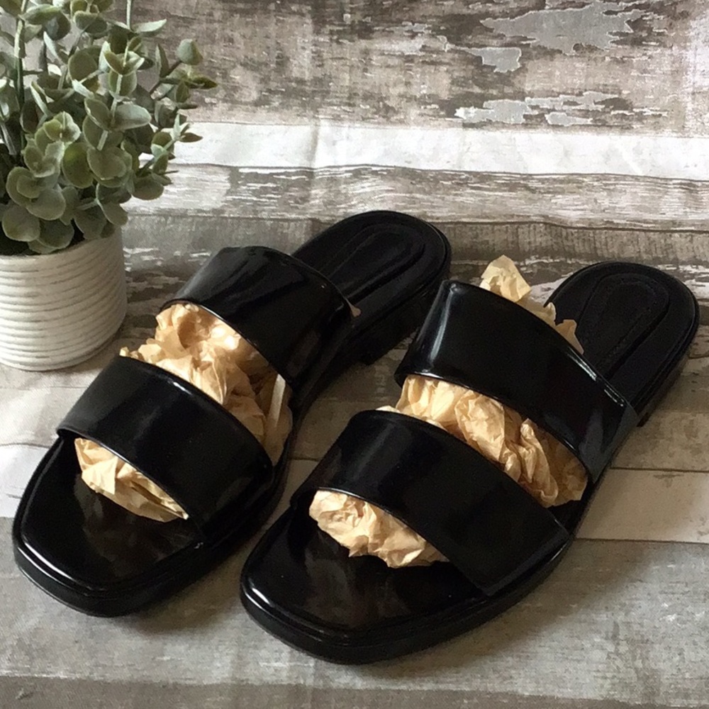 Stuart Weitzman Black Patent Sandals Sz 9.5